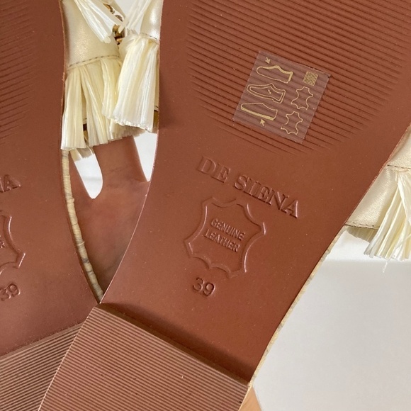 NWOT De Siena Anthropologie Embellished Raffia Slide Sandals - Picture 6 of 7